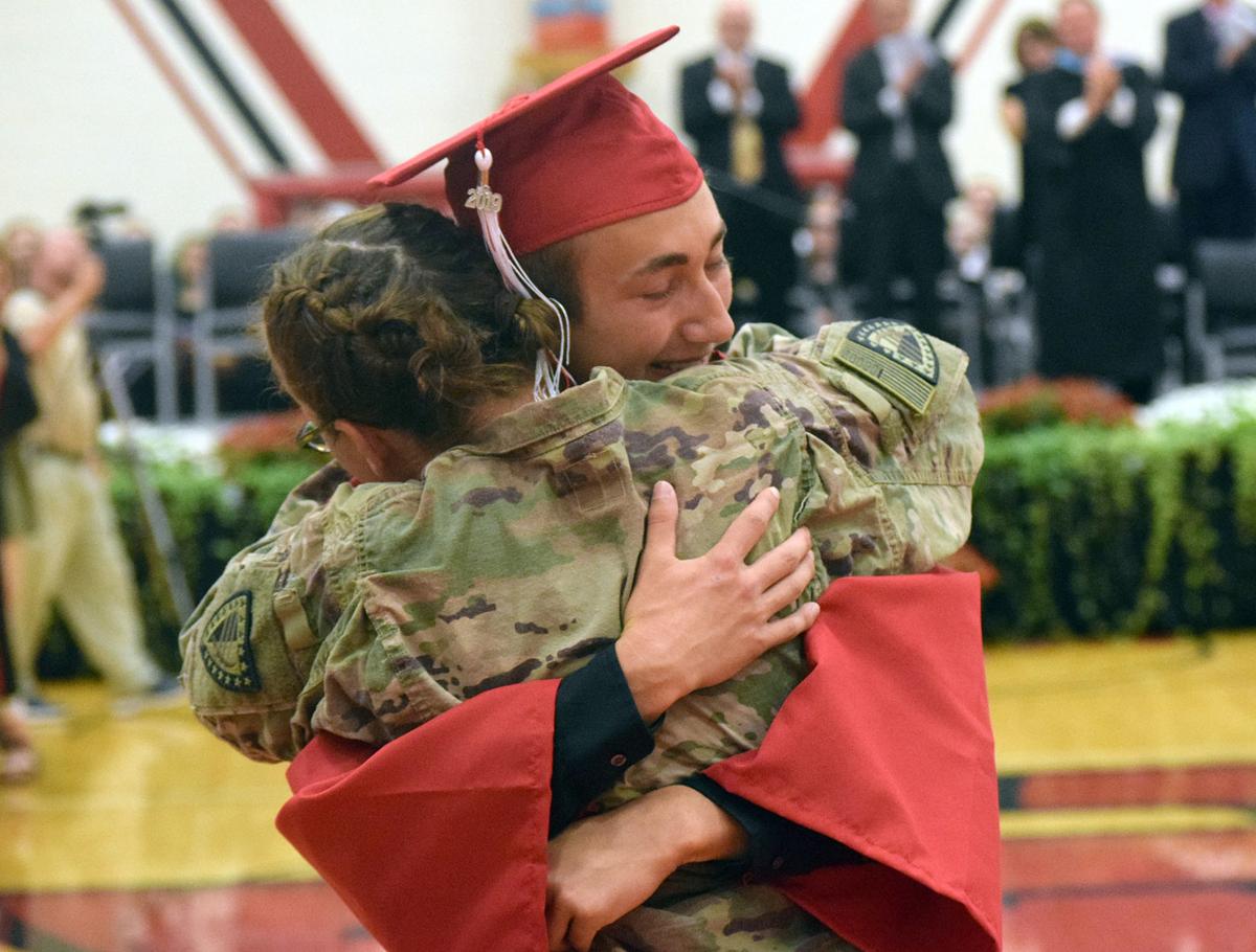 INEditorMike's tweet photo. Monticello, Indiana ... Twin Lakes High School graduate Austin Phillipson gets a surprise from his mother, US Army Sgt. 1st Class Janie Erzinger.  @thehj @USArmy https://t.co/HcFe4VJhCd https://t.co/CwExnx0jU8