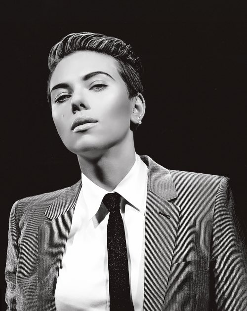 I was criminally unaware that Scarlett Johansson did this androgynous photoshoot. She looks god damn GOODT. Like...FUCK.