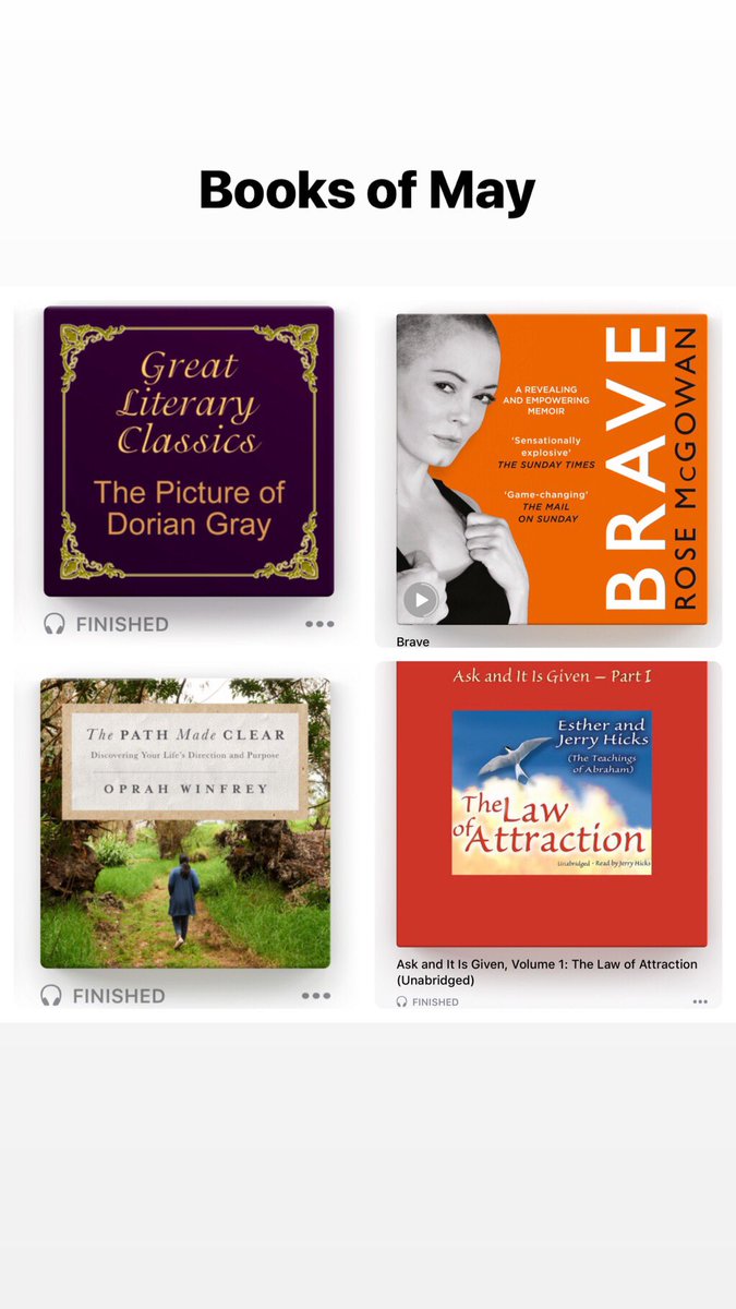 JDchard's tweet photo. I set myself a goal of reading a book a month and for the first month of May I read 4 books! All of them Brough me great insight! Do my book challenge #bookchallenge #oneamonth @rosemcgowan @Oprah @AbrahamHicks @OscarWildeUK https://t.co/OvCHtewWqV