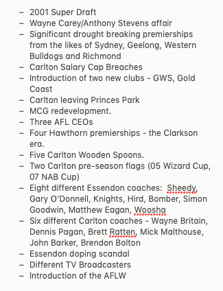 leachitup's tweet photo. Because this is fun, here's just a few of the things that have happened in the world and in Footy since either Carlton or Essendon last won a premiership/were successful.

More contributions welcome! 

#AFLDonsBlues #BoundByBlue #MightyBombers #AFL #schadenfreude https://t.co/p5M5pZhEpH