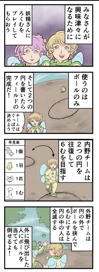 ねとらぼで、子供の頃に爆流行りした「ろくむ」の記事をかきました!
妖精さんがルールを教えてくれます!
【漫画】10人に1人しか知らない"謎のボール遊び" 君は「ろくむし」の楽しさを味わったことがあるか