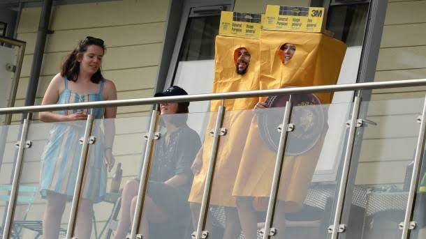 smeaton_james's tweet photo. Omg 😂😂😂😂 People are dressed as sandpaper hahah lol, I'm guessing to taunt Warner and Smith??? #CWC19 https://t.co/hTxSmbLsfH