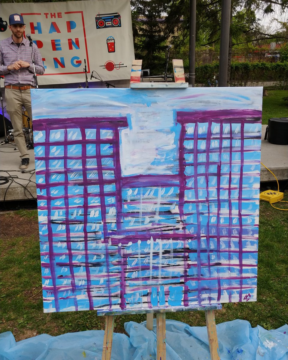 a_gardiner_art's tweet photo. "June Tower" spray paint with wood stencils and acrylic on 36"x36" canvas #AndreGardinerArt
Live painting at @thehappeningottawa as part of the #artthrowdown
#livepainting #thehappening #hintonburg
#wellingtonwest https://t.co/66ax7S21Rv