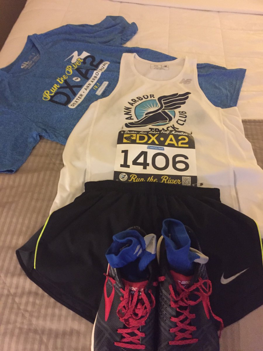 runningprof1's tweet photo. All set to toe the line tomorrow morning for the #DXA2 Dexter-Ann Arbor Half Marathon. Looking to improve on my 2018 time and make the Age Division podium! https://t.co/83JHLLNWfs