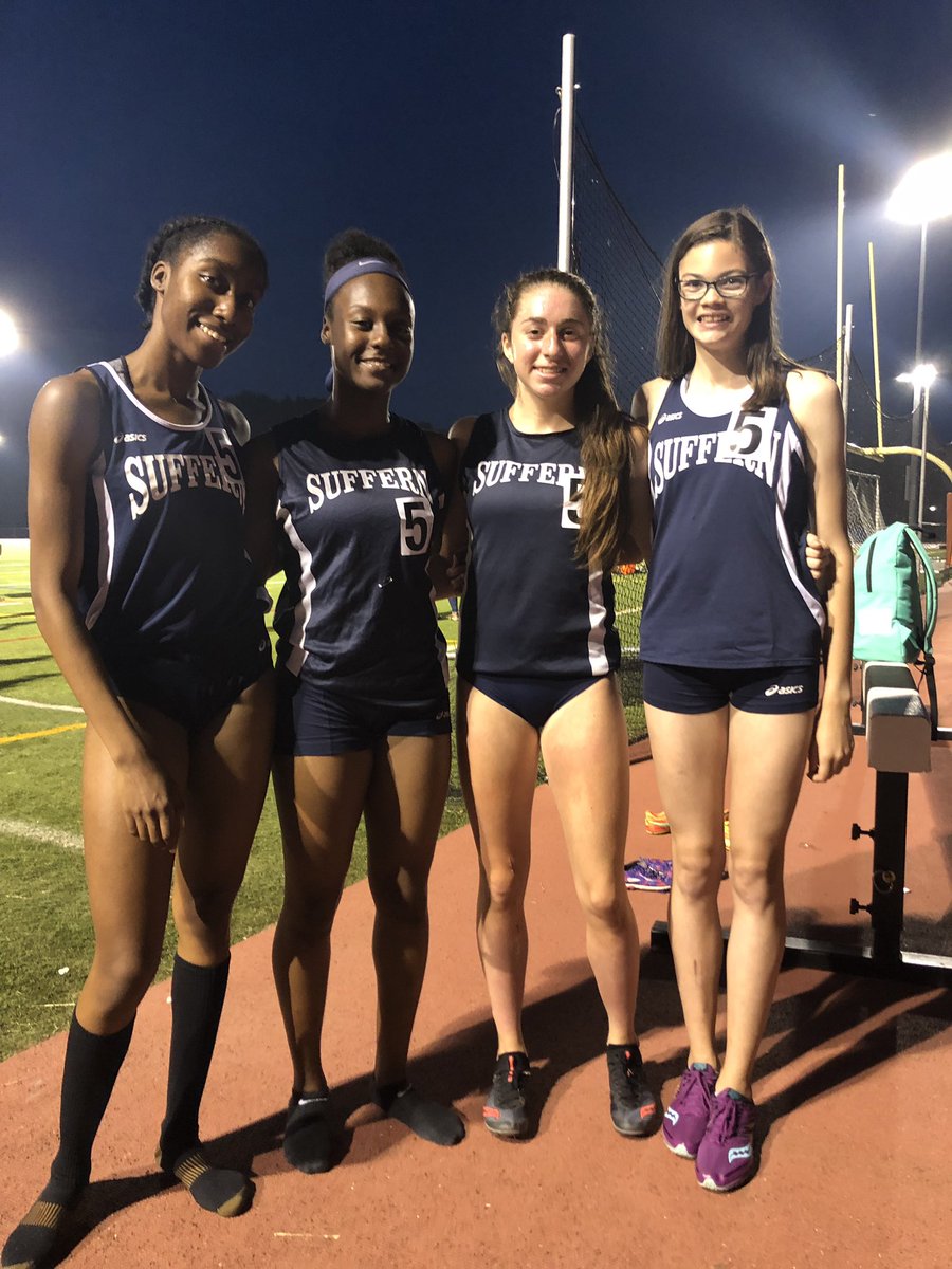 SuffernXCTF's tweet photo. Girls 4x400 relay goes 3:56.06 to punch their ticket to Middletown for the NYSPHSAA State Championship! Incredible effort Sarah Galvin, Kaya Duran, Nadia Nelson &amp; Annelyse Benn!!! https://t.co/ggTF7YWGo0