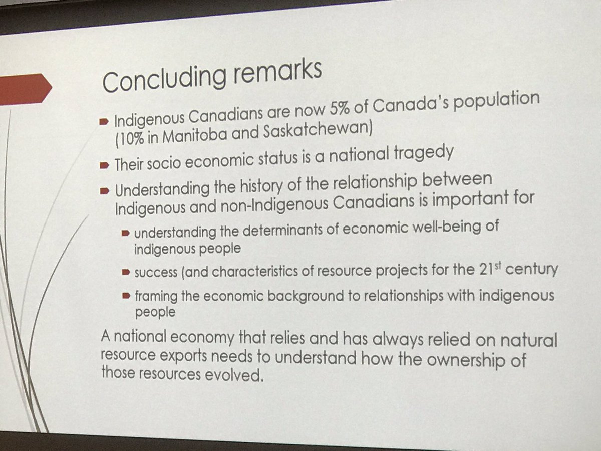 stephen_tapp's tweet photo. #ACEA19 Presidential address by Angela Redish pushes for a more accurate depiction of #CdnEcon history with more focus on the development of Indigenous peoples, treaties, natural resources, land and ownership issues. https://t.co/41vfpkZG0y