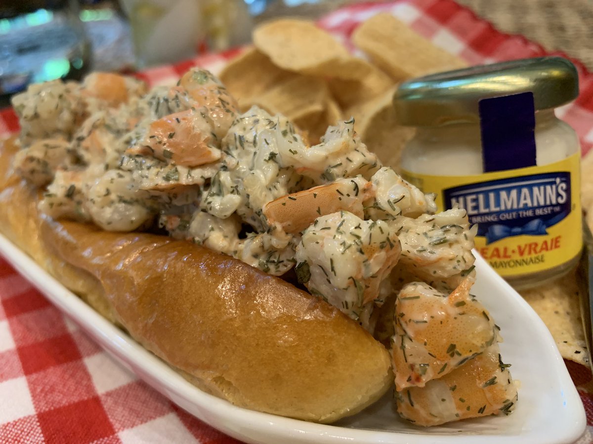 Buttery toasted brioche stuffed with cream shrimp salad #hellmanns