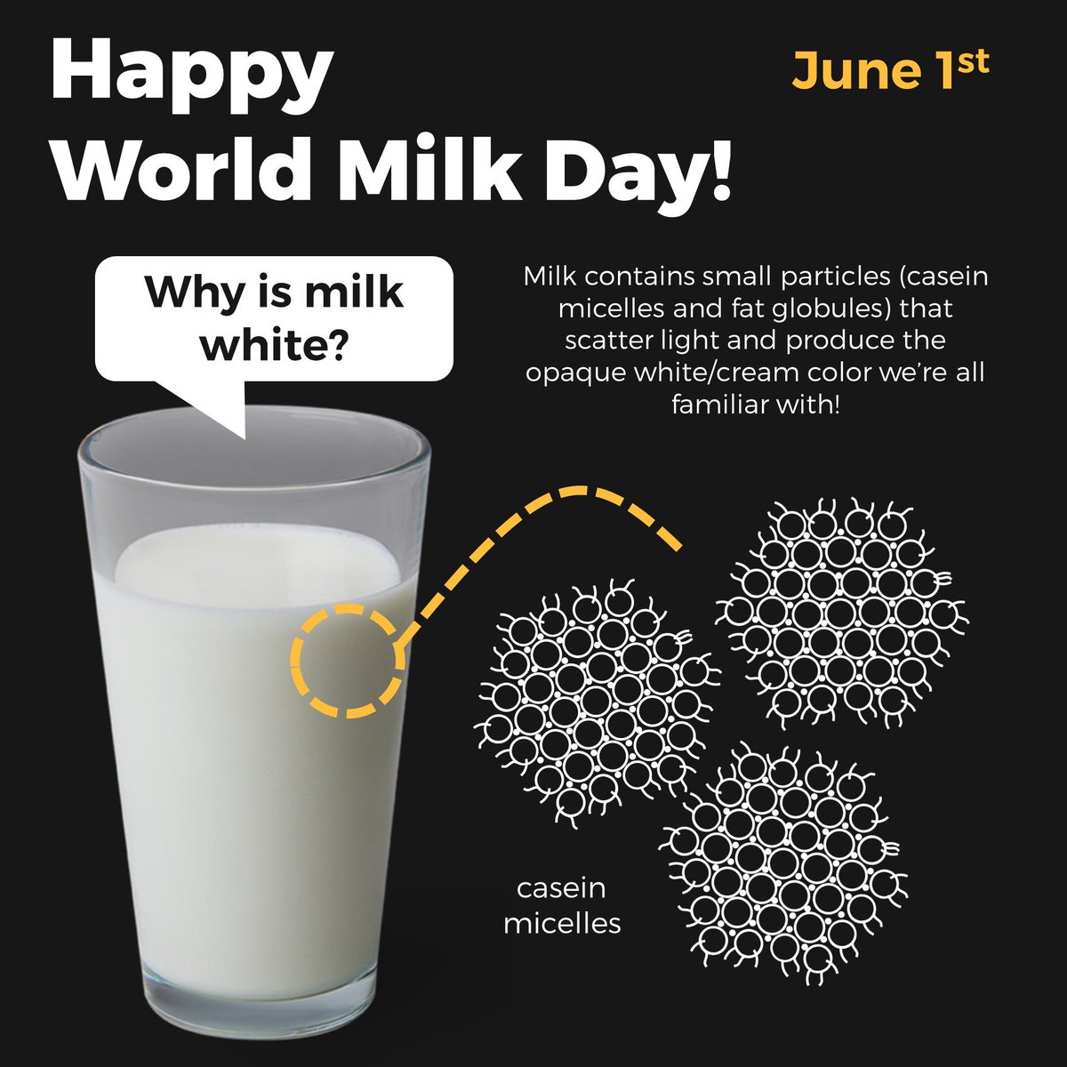 CheeseScience's tweet photo. Some milk chemistry for World Milk Day!
More science here  → https://t.co/ji4WhRTbDW https://t.co/mJQzKd6dQ9