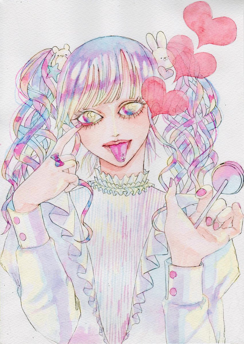 何味でしょうか アナログ イラスト お絵描き 水彩 男の子 飴 ごんたろう 百鬼夜行展 夏を弔いて展参加します のイラスト