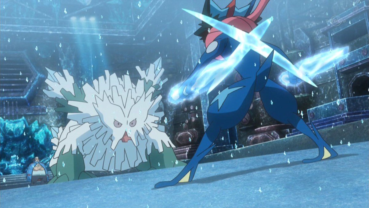 Maeda8 A Twitter サトシゲッコウガvsメガユキノオー 発動巨大水手裏剣 3周年記念日 ウルップ この数日で何があった サトシ ポケモンと一緒に強くなった 凍り付けのいあいぎりに乗りフィールドを自由に滑るゲッコウガ 立て続けにつばめ返しが