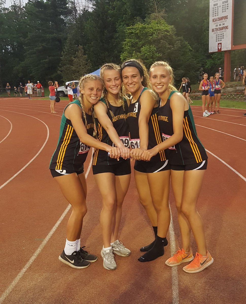 The 4x400 relay of Maddie Sorg, Ella Hoefer, Ariana Stoltzfus, and Shelby Heerschop set a new school record of 4:00:73 and placed 14th at the State Championships. Congrats girls!