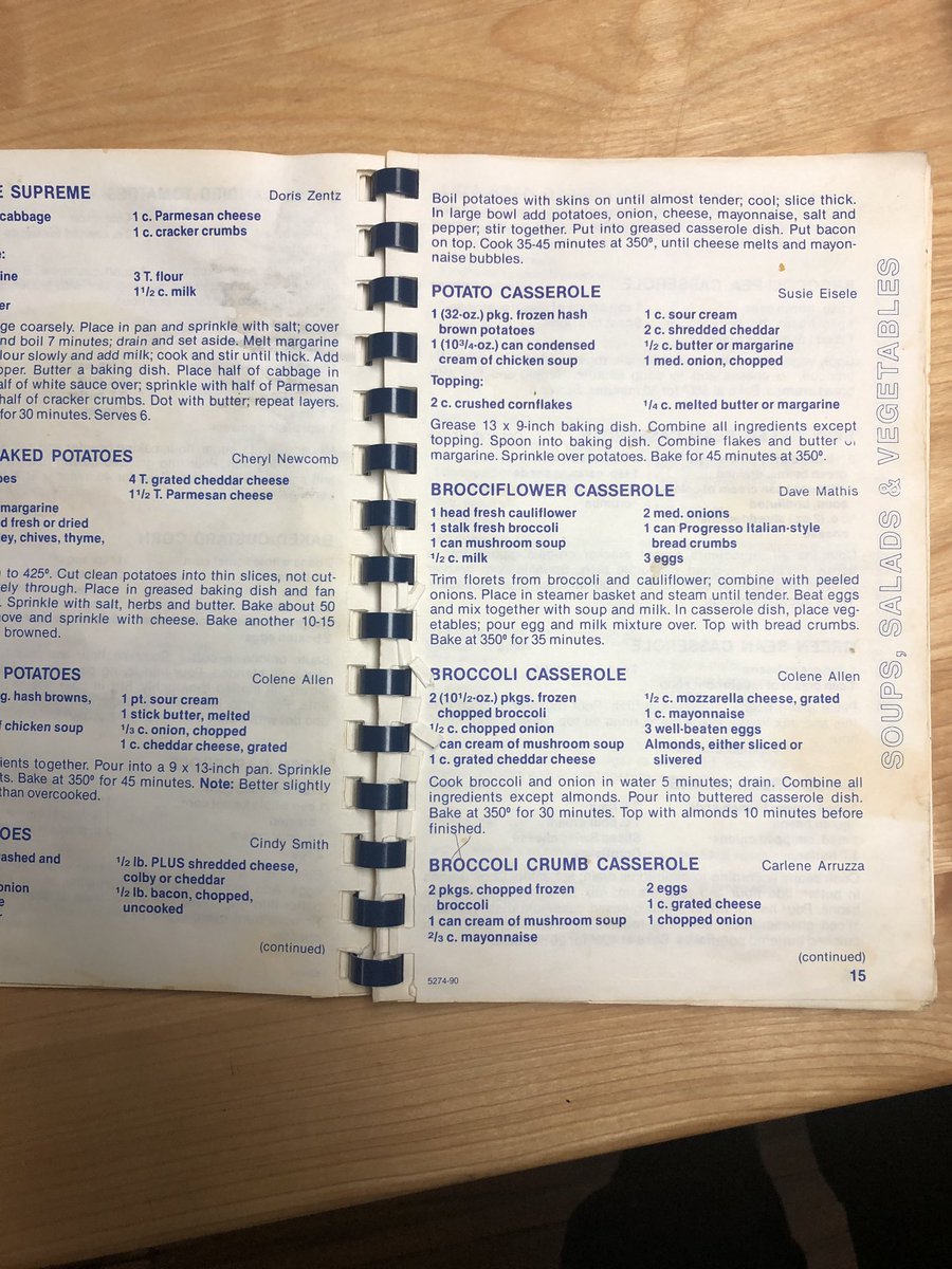 thesaltedtable's tweet image. The MIL is not playing tonight. It is casserole central in here for the next 30 minutes.😉🍴#ChurchPrep #VintageCookbook