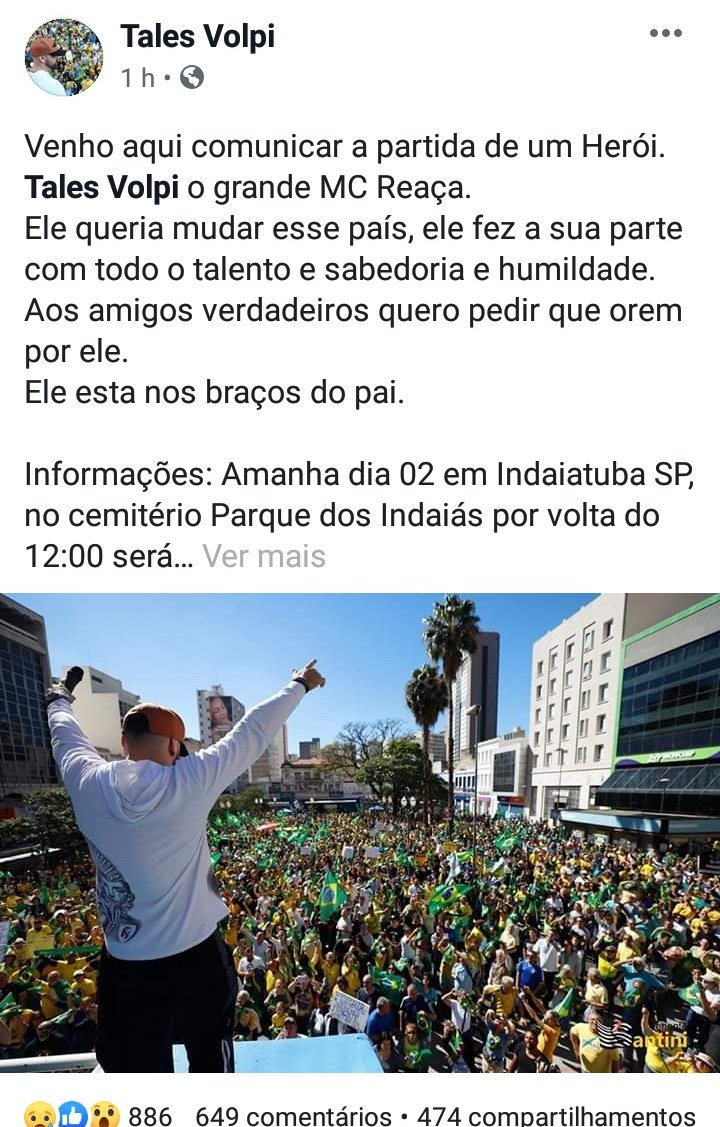 karllacoppola's tweet photo. To chocada.... Meu Deus..... Tirei foto com ele dia 26 na manifestação.... Meus sentimentos  Naia profundos neste momento a familia....  #RipMcReaça
#RipTales https://t.co/O4fhQ7dBTv