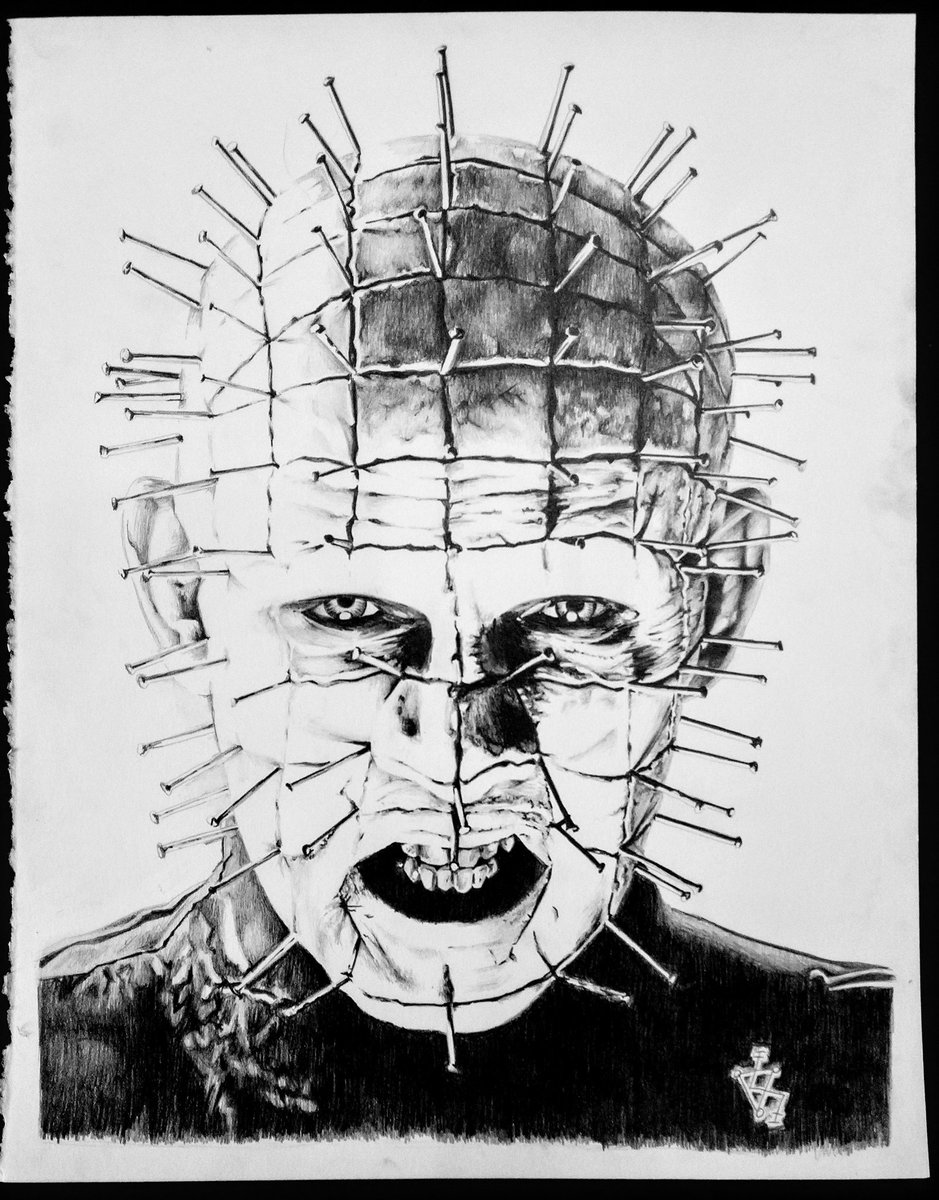 Dawisco1's tweet photo. "I have such sights to show you."
.
My graphite on paper, @RealDougBradley as the Cenobyte leader
#atlanta #art #portrait #horror #horrorart #goth #movies #horrormovies #monsters #clivebarker #dougbradley #cenobyte #pinhead #hellraiser #demon #angel #heaven #hell https://t.co/qWkYDGxeT6