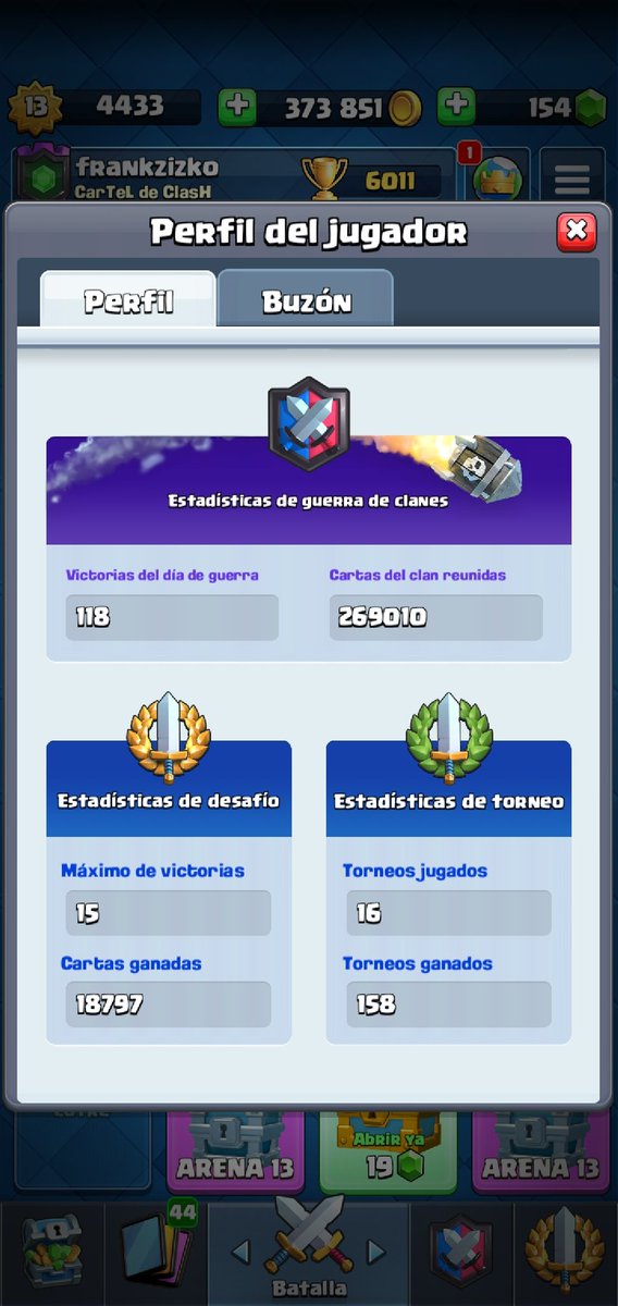 Algún equipo competitivo que ande en busca de jugadores, estoy dispuesto a hacer pruebas
Unico requisito: Que no tenga que estar en su clan

Estas son mis stats