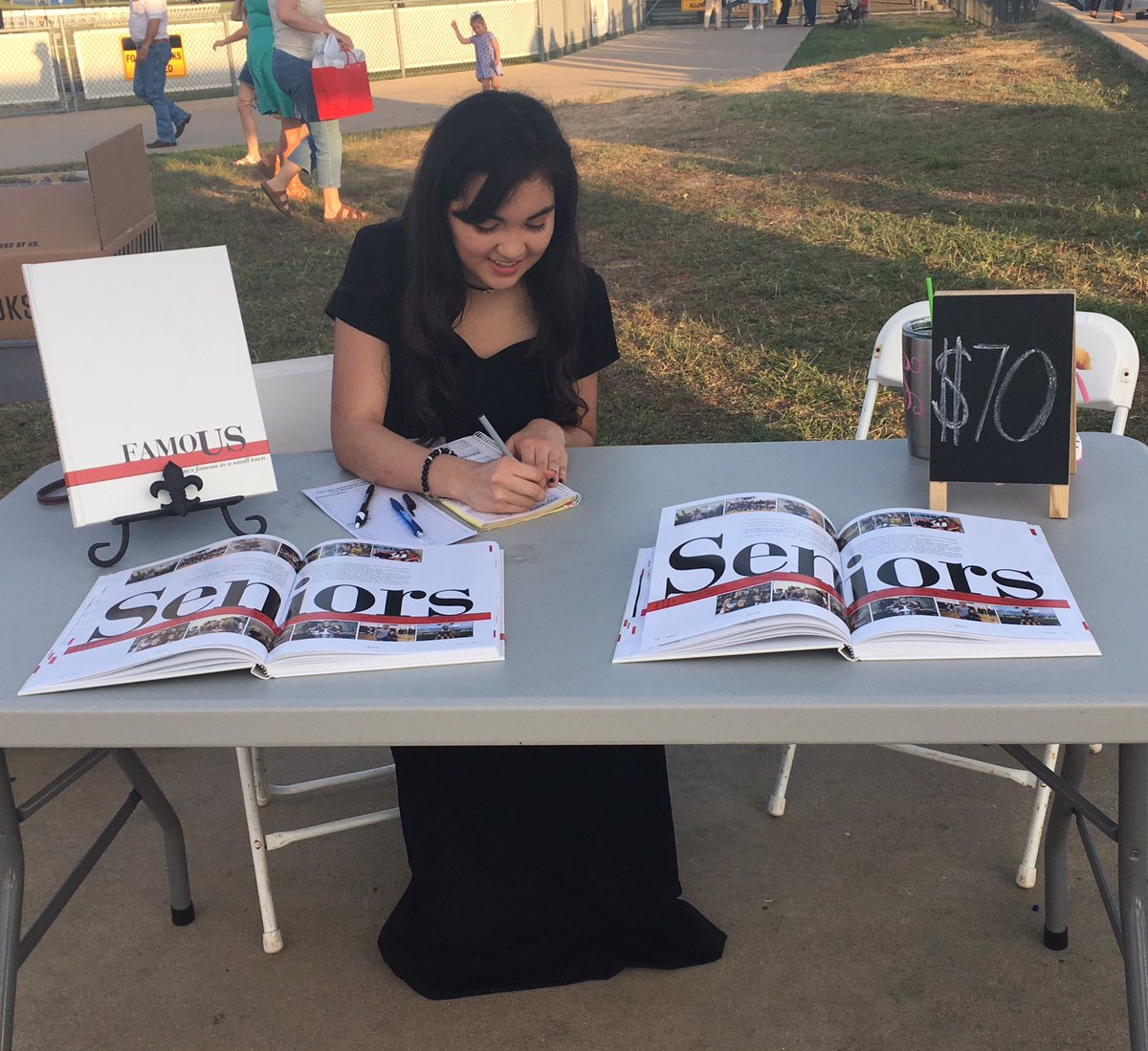 BastropHS's tweet photo. A couple of yearbooks were bought at graduation! 
If you didn’t get to purchase a book, you can stop by the school’s front office on Monday to buy one. 
They will be sold all summer until they are all sold out! @BHS_ClassOf2019 https://t.co/0vT8tbTvNa