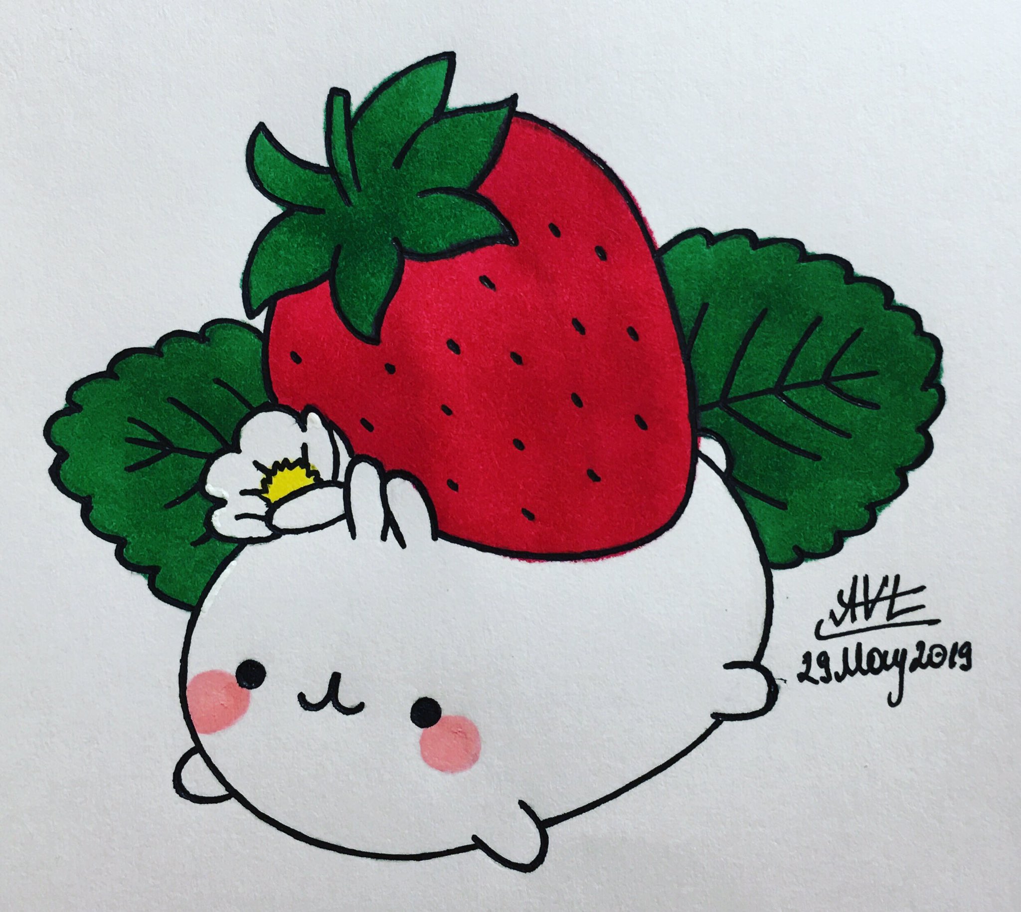 Kawaii Strawberry Cartoon Graphic · Creative Fabrica