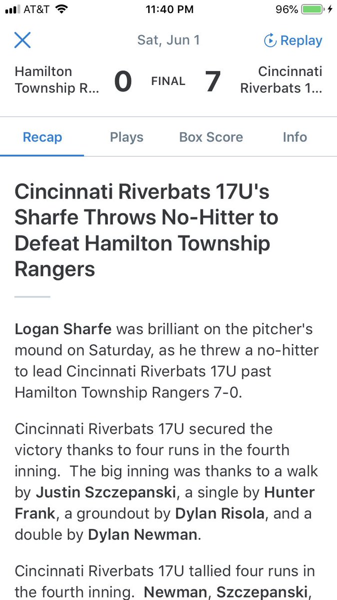 Pretty good start to this weekends tourney ⁦<a href="/cincyriverbats/">Cincinnati Riverbats</a>⁩ ⁦<a href="/LSharfe/">Logan Sharfe</a>⁩