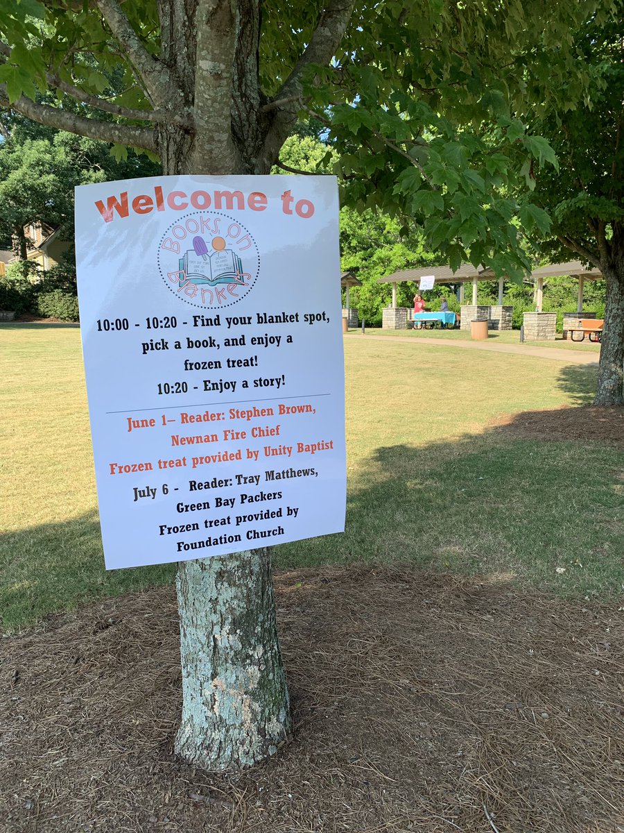 mrspopeslibrary's tweet photo. My library peeps and I have wanted to start #booksonblankets in our town, and thanks from a summer reading #minigrant, we had our 1st event today. 200+ people! Free 📖, free🍦, and a story. Thanks to the volunteers and sponsors! @GaDOEELA @newnancarnegie #bobnewnan #KidsNeedBooks https://t.co/NT9gx7xAIL