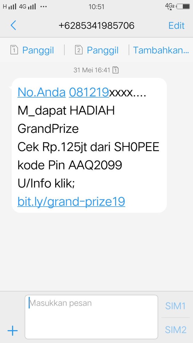 Bundayully's tweet photo. @aduanBRTI penipuan berkedok hadiah dari shopee dan grand prize cek https://t.co/V1EyWA5QvZ