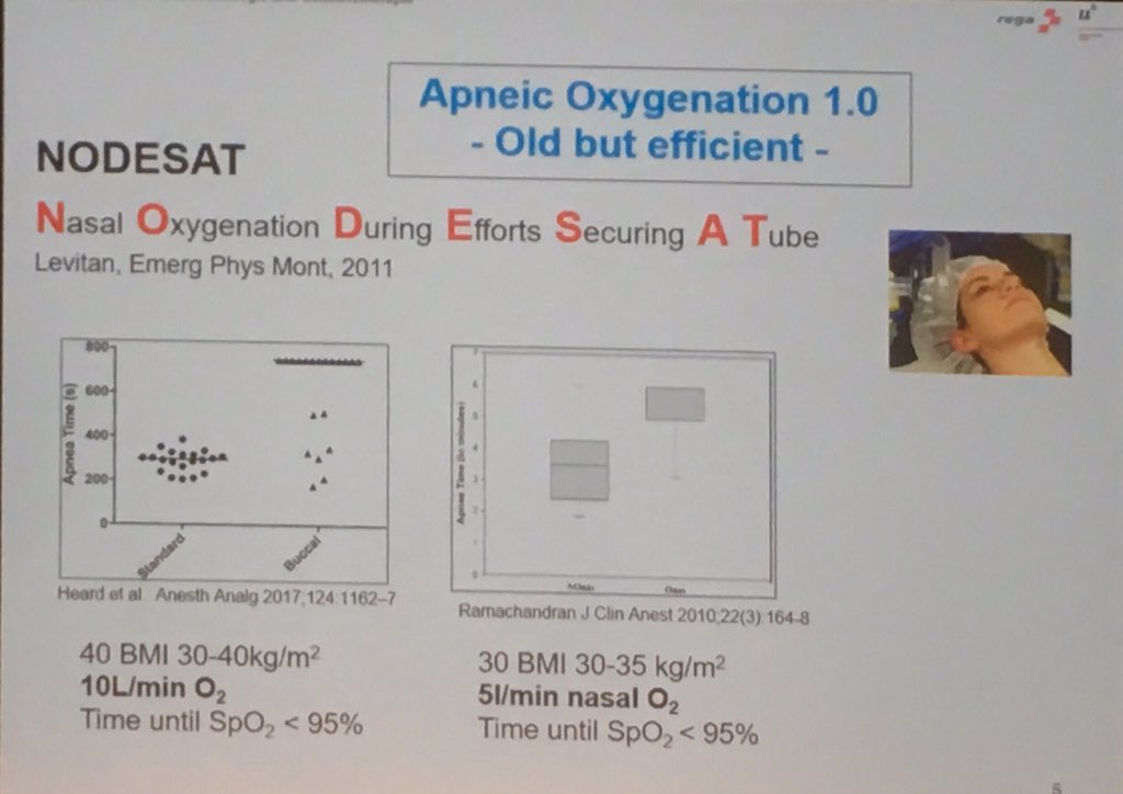 euroanaesthesia's tweet photo. 6 - TOOLS FOR AIRWAY MGMT / HFNO anaesthesia induction is often like #apnoea diving, we should at least give them a little #NODESAT @airwaycam - TD #EA19 https://t.co/JDZDCDD1Xe