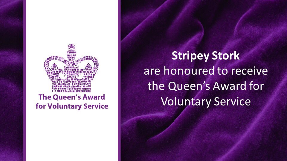 StripeyStork's tweet photo. Some incredibly special news to share with you this morning. 

https://t.co/6as0sAibmh

Please RT and spread the word. 

We are so proud to be recognised with this prestigious national honour. 

#QAVS2019 #TeamStork #proud #QAVS #Surrey #charity https://t.co/fIANY5MBAI