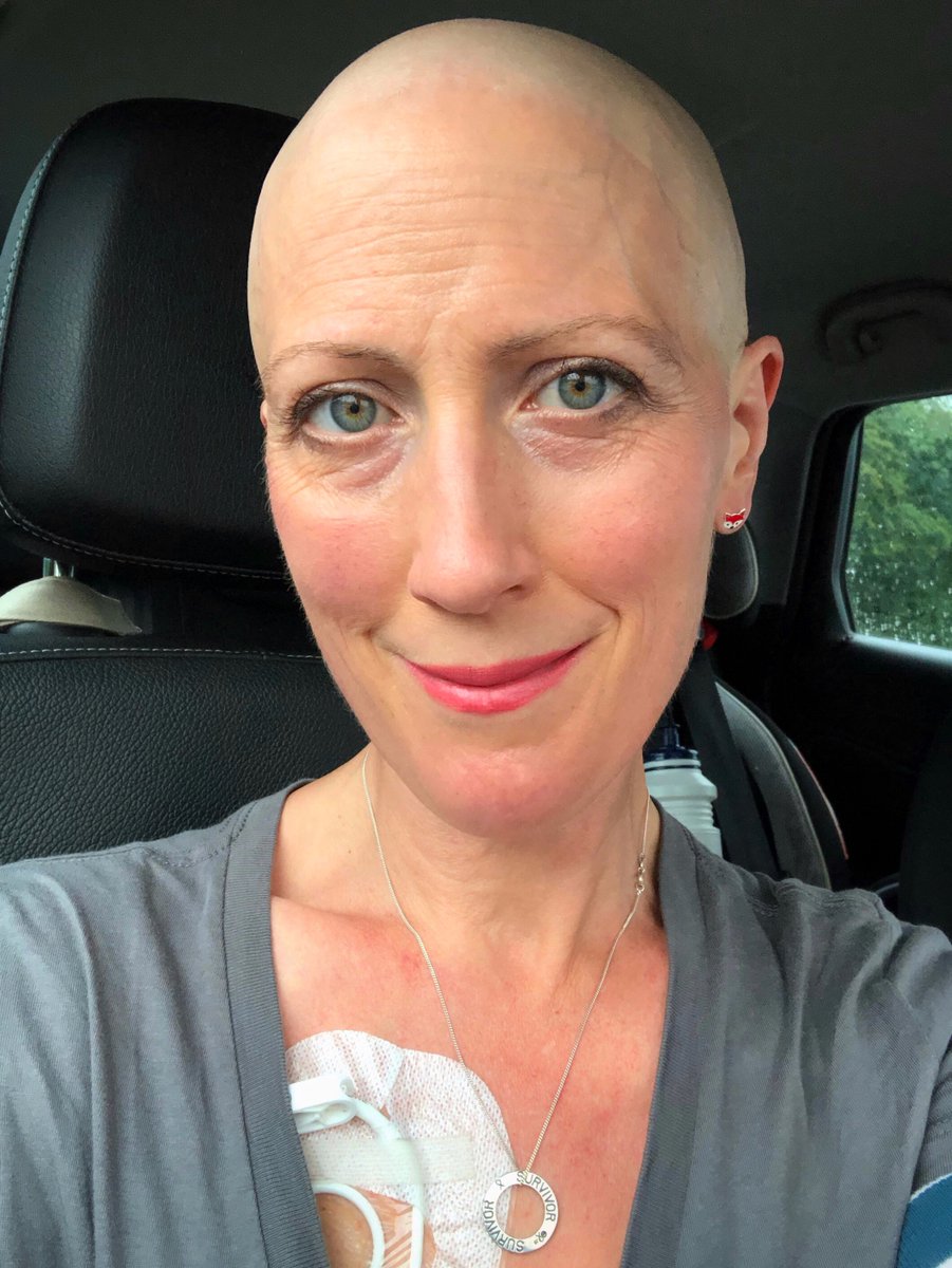 Bovidiva's tweet photo. This #NationalCancerSurvivorsDay I’m in the middle of #chemo. It sucks. The side-effects are horrid and I look rubbish with no hair. It also reduces the risk of #cancer recurring and taking me away from my daughter. That makes it worth it. #BreastCancer #BreastCancerAwareness https://t.co/JNc2HDZGAk