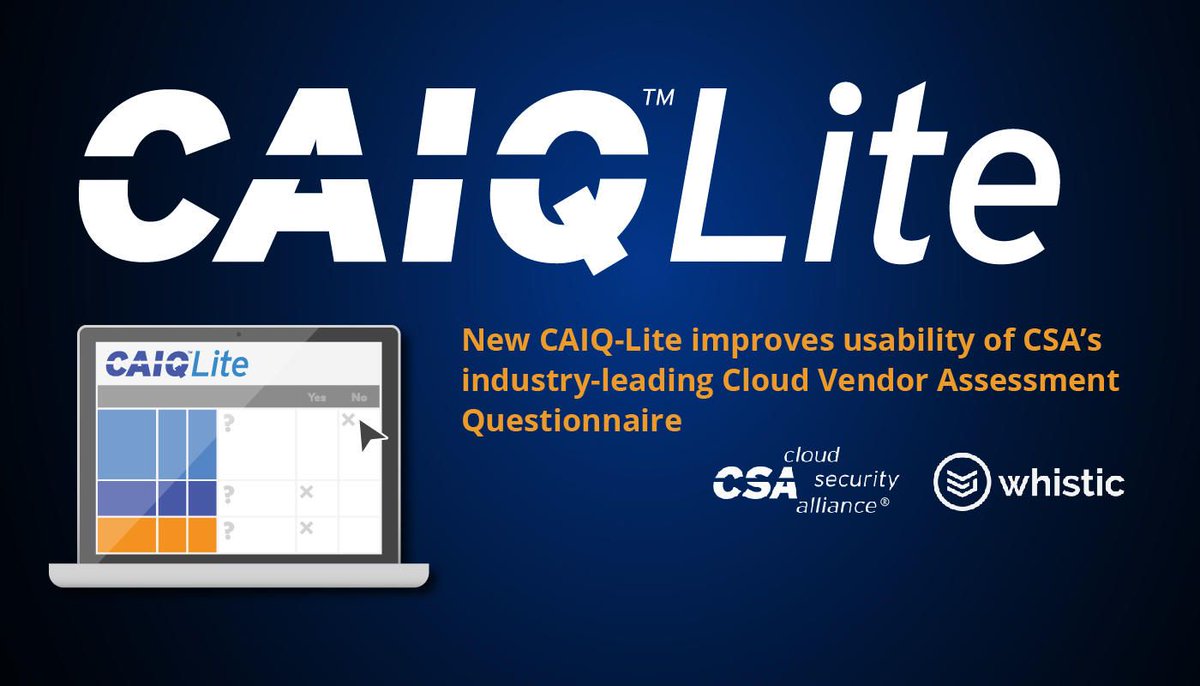 cloudsa's tweet photo. Have you self-assessed using CAIQ-Lite yet? With only 73 questions but the same 16 CCM control domains, check out this exciting new standard developed by The CSA &amp; . Access CAIQ-Lite: https://t.co/leM5UXIp5Z https://t.co/V5Hdw5gdnc