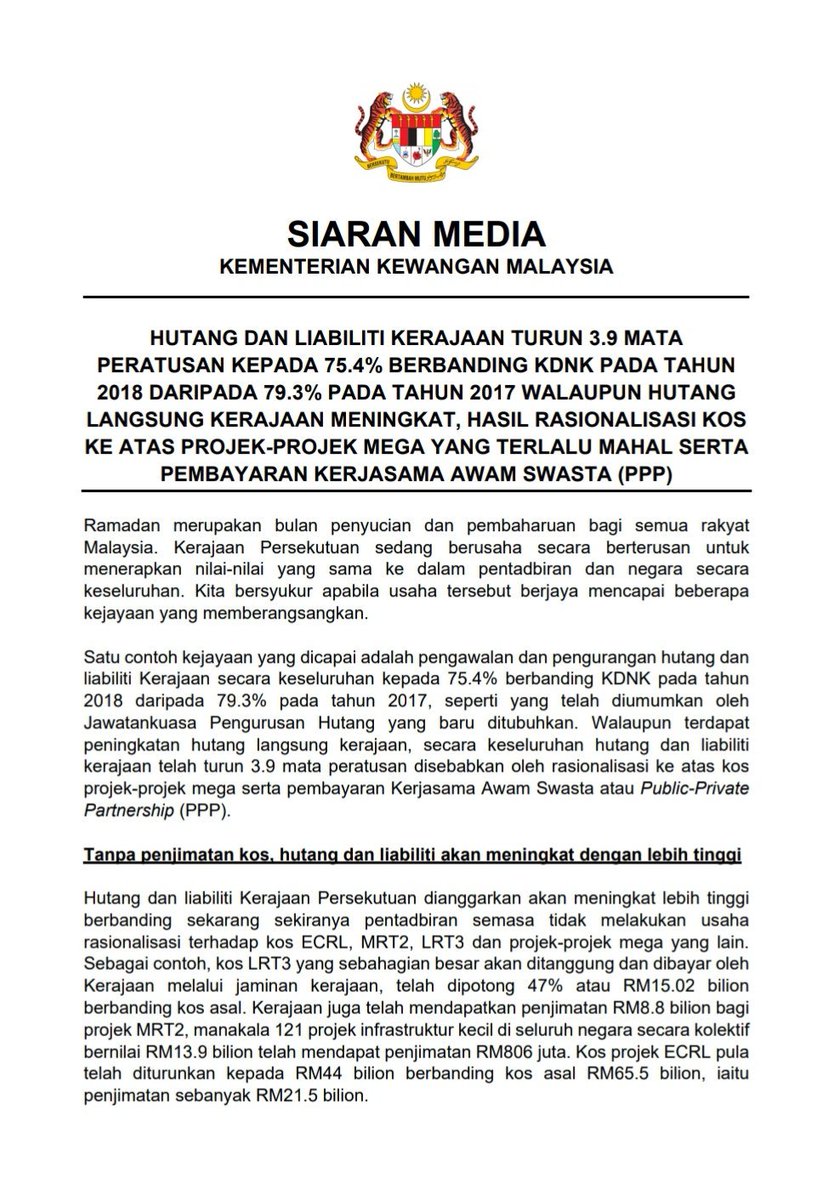 Bfm News On Twitter The Debt Management Committee Has Announced That Malaysia S Overall Government Debt Liabilities Relative To The Gdp Was At 75 4 For 2018 The Figure Was 79 3 For 2017