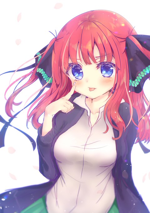 花絹すずさんがTwitterに投稿した中野二乃(五等分の花嫁)のイラスト。