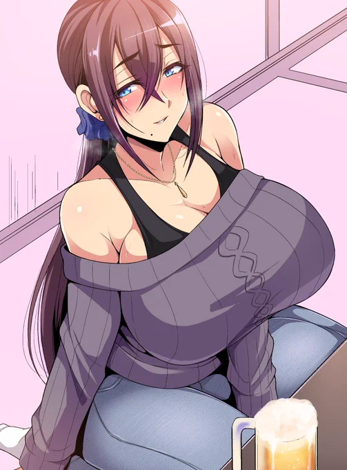 お題箱絵(https://t.co/FKFGbnIbSo  )『最近ごぶさたの爆乳人妻』 