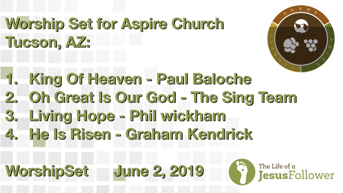 jeffcrandall's tweet photo. Here's the worship set for @aspiretucson for #june2. #lifeofaJesusfollower #share #gathertime @paulbaloche @TheSingTeam @philwickham @MakeWayMusic #worship #worshipleader #church https://t.co/EKsx80vvNa