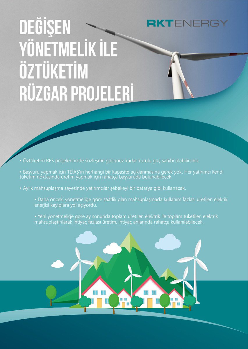 Değişen lisanssız üretim yönetmeliği birlikte, elektrik tüketicileri için, Rüzgar öz tüketim projeleri de artık önemli bir gündem maddesi⚡️❗️