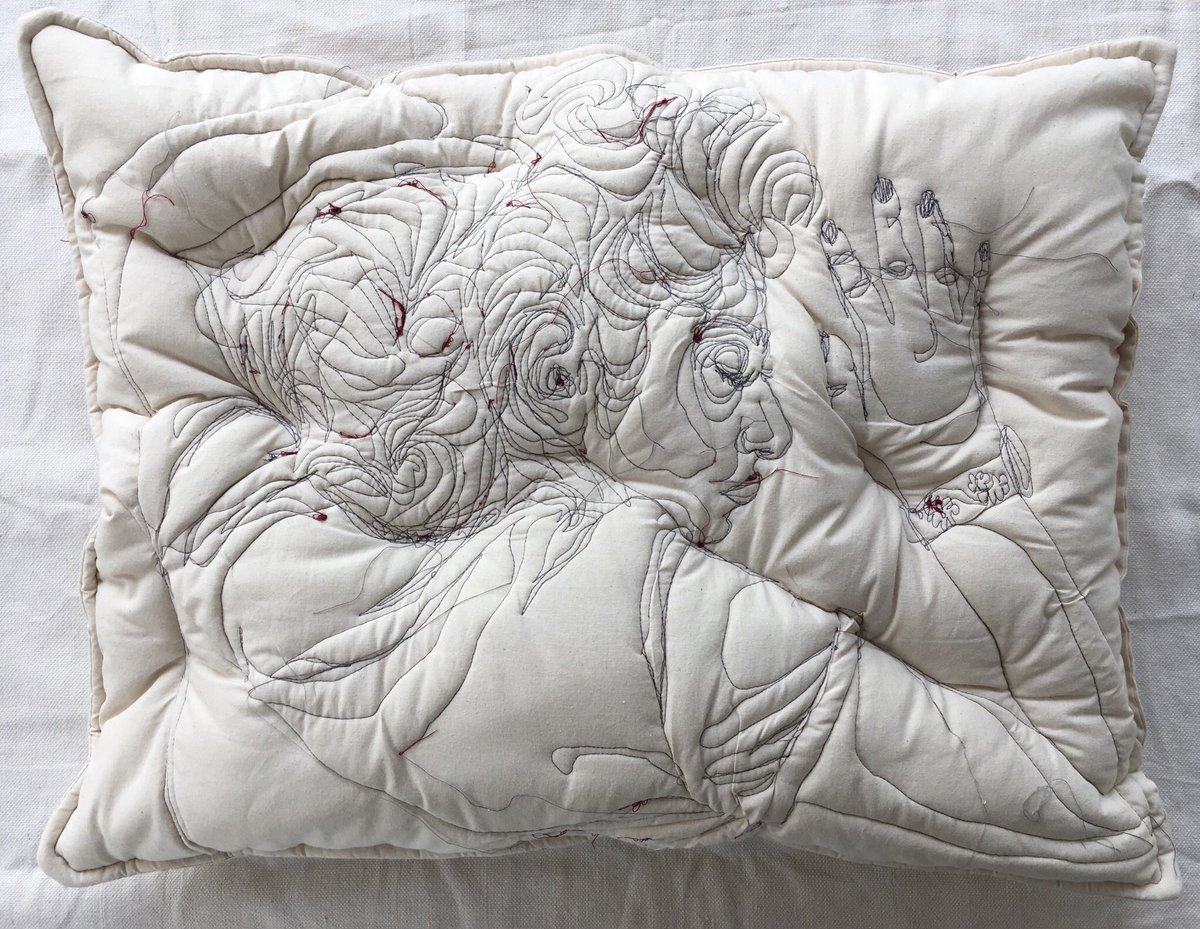 womensart1's tweet photo. Self-Portrait by Iranian textile artist Maryam Ashkanian, for her ongoing series, 'Sleep' #womensart https://t.co/KZ0eYBsykT
