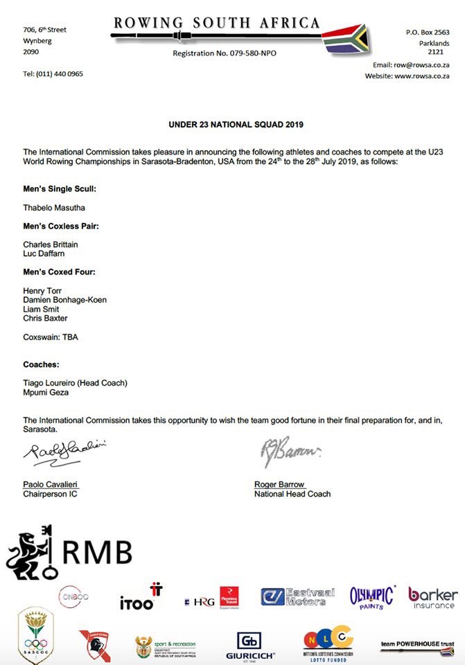 St Alban’s College is well represented in the Under 23 National squad. Good luck  <a href="/CABrittain/">Charles Brittain</a> <a href="/LoureirotTiago/">Tlot</a> &amp; Liam Smit.