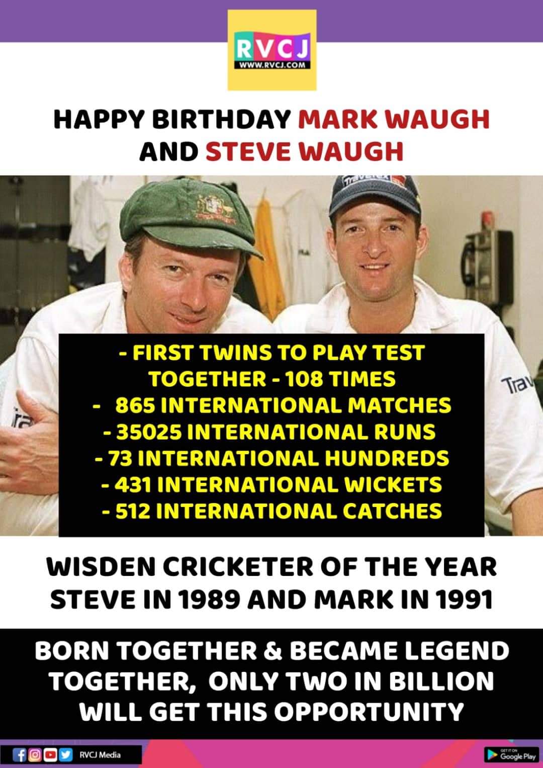 Happy Birthday Mark Waugh & Steve Waugh! 