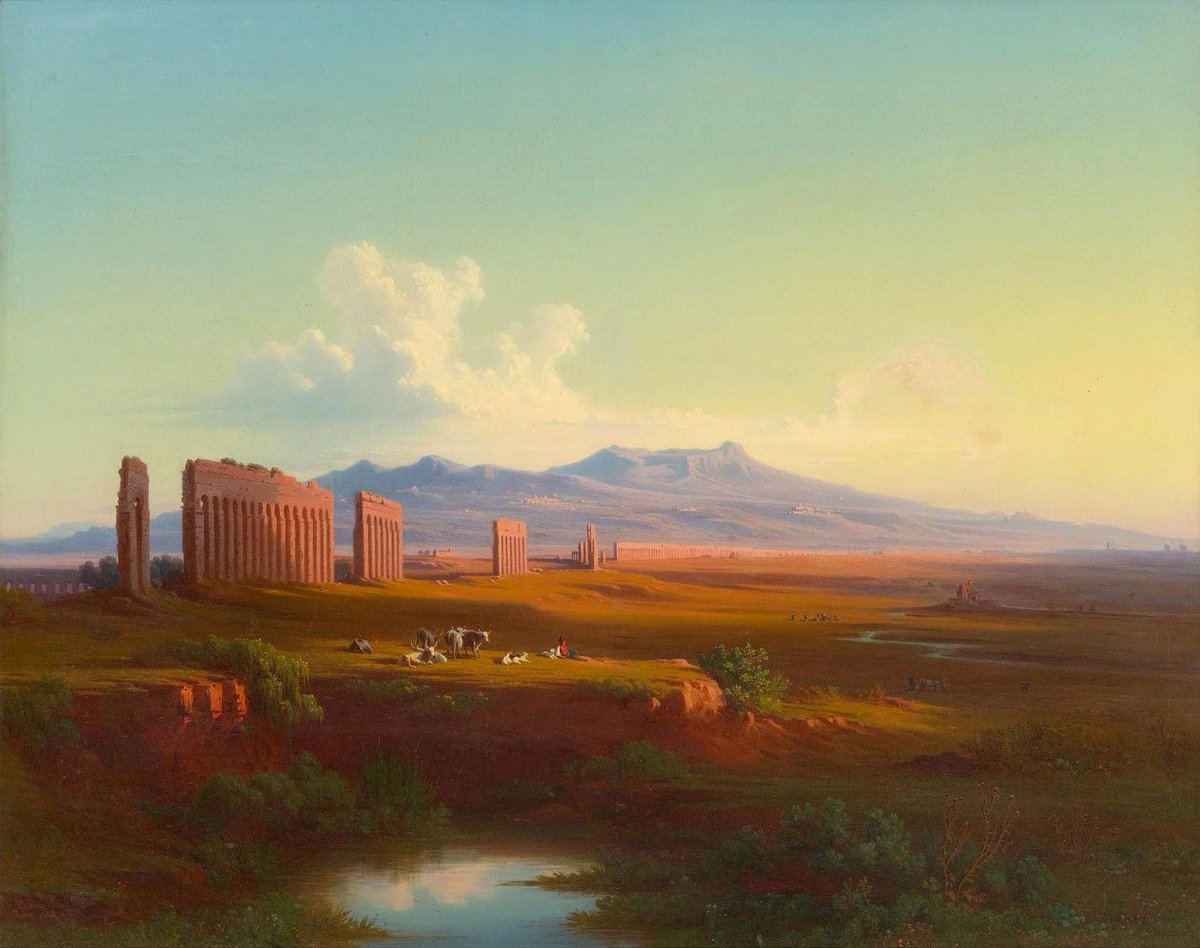 parcoappia's tweet photo. Per il #GrandTourdellaDomenica di oggi, il pittore svizzero Johann Jakob Frey. In questo dipinto degli #Acquedotti, il corso d'acqua in primo piano corrisponde all'odierno fosso del Calicetto che, congiungendosi allo Statuario, da' vita al fiume #Almone! #ParcoAppiaAntica #Roma https://t.co/jA7LO1bhYr