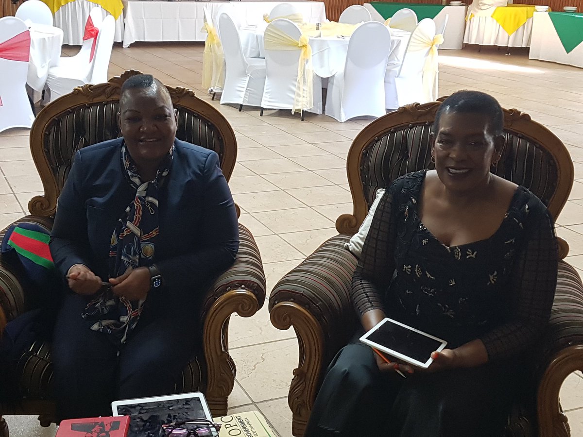 SamMakondo's tweet photo. Limpopo Edu MEC Polly Boshielo @PollyBoshielo and SG Beauty Mutheiwana getting a briefing ahead of the last day of the ABC Motsepe Choral Eisteddfod at Bolivia Lodge. The MEC will later today deliver the closing address. https://t.co/2LxNJQqStK