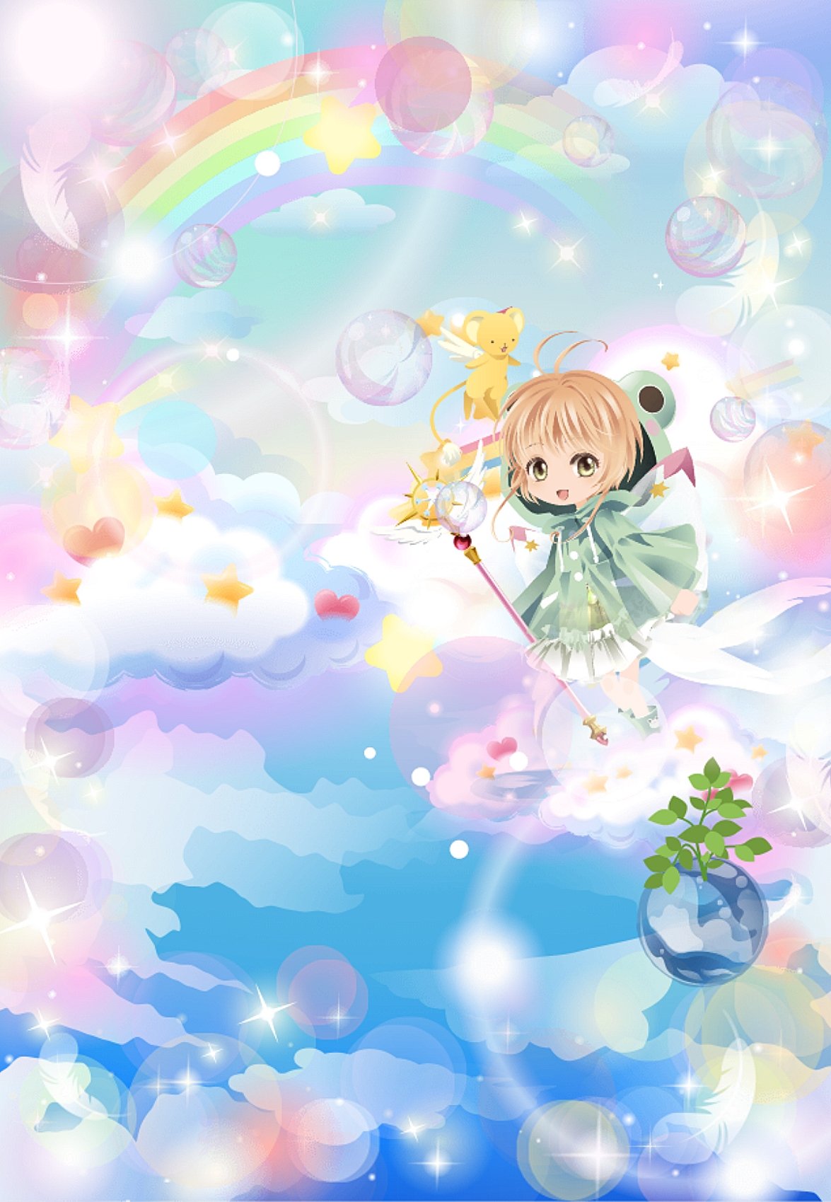 涙花 Ccさくらお着替え カエルコスチューム さくら セルフィコーデ カードキャプターさくら 新しいカエルレインコートでコーデ 3枚目はおまけの 小狼くんと一緒に待受画像 T Co Kwhyrr1kuz Twitter