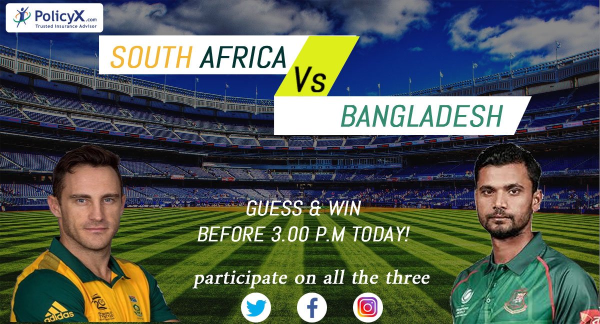 #Contest Round 5 #SAvBAN #ICCCricketWorldCup2019 

Predict &amp; Win free vouchers! Entries closes at 3 P.M #IamPxPaul #PolicyX #ContestAlert #contesttime #ContestAlertIndia #Giveaways #giveawaycontest
