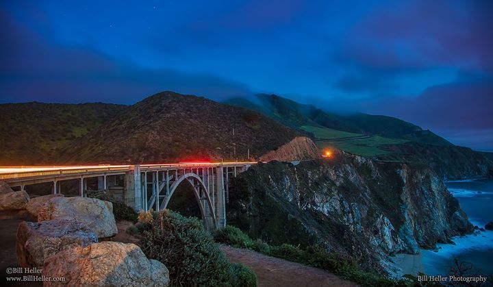 BillHellerPhoto's tweet photo. Bixby Creek Bridge south of Monterey is one of my favorite places to explore especially in the evening.  Any time of day the California coast is beautiful, but along with the glow of the few cars on the highway this evening, the clouds were just starting to roll over the hil… https://t.co/RZkwyGOU2j