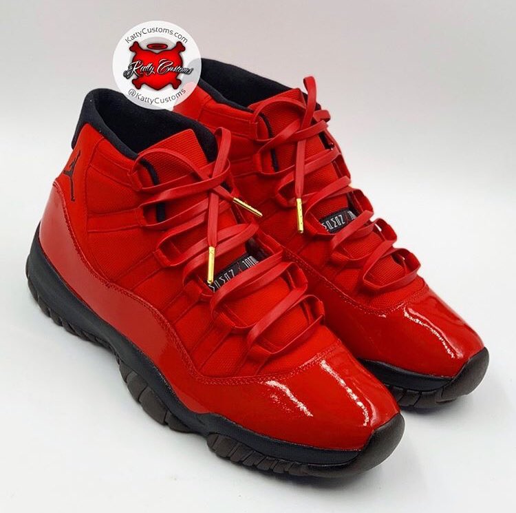 custom red jordan 11