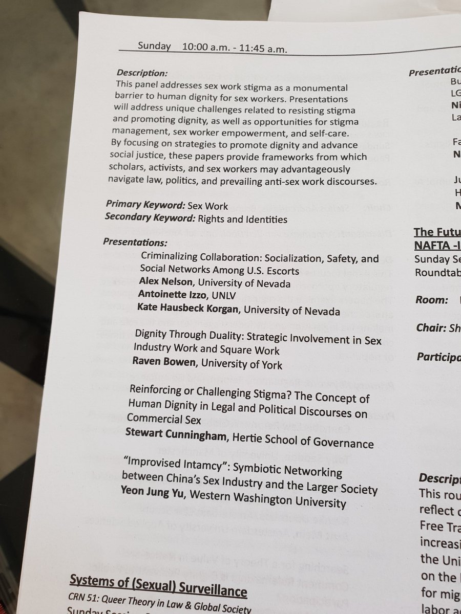 corbeau_1863's tweet image. Up next: &apos;Stigma Management &amp;amp; Self-Care: Promoting Dignity in/out of Sex Professions&apos; #sexwork #crn6_dc2019 #LSA2019
