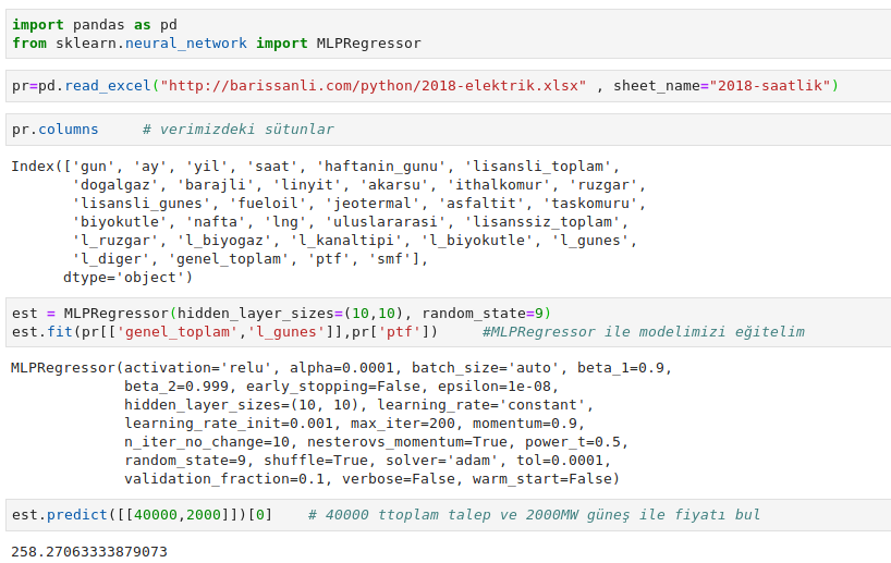 Elektrik fiyat tahmininde #python ile en kısa yapay zeka #AI modeli