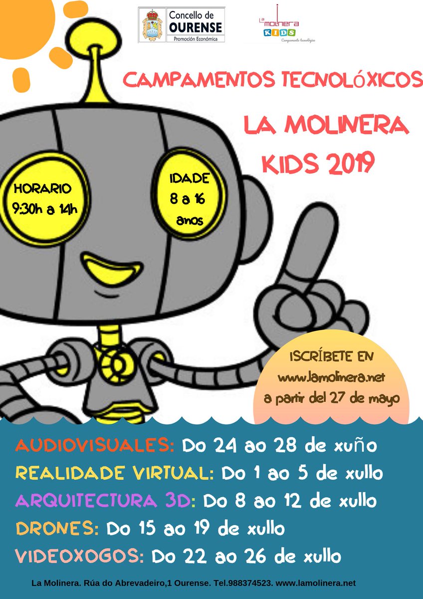 ✍🏼 SIGUEN ABIERTAS INSCRIPCIONES A LOS CAMPAMENTOS TECNOLÓGICOS LA MOLINERA KIDS 2019 🗓 hasta el miércoles 5 de junio a las 24:00h.

Inscríbete desde lamolinera.net/actividad/camp…