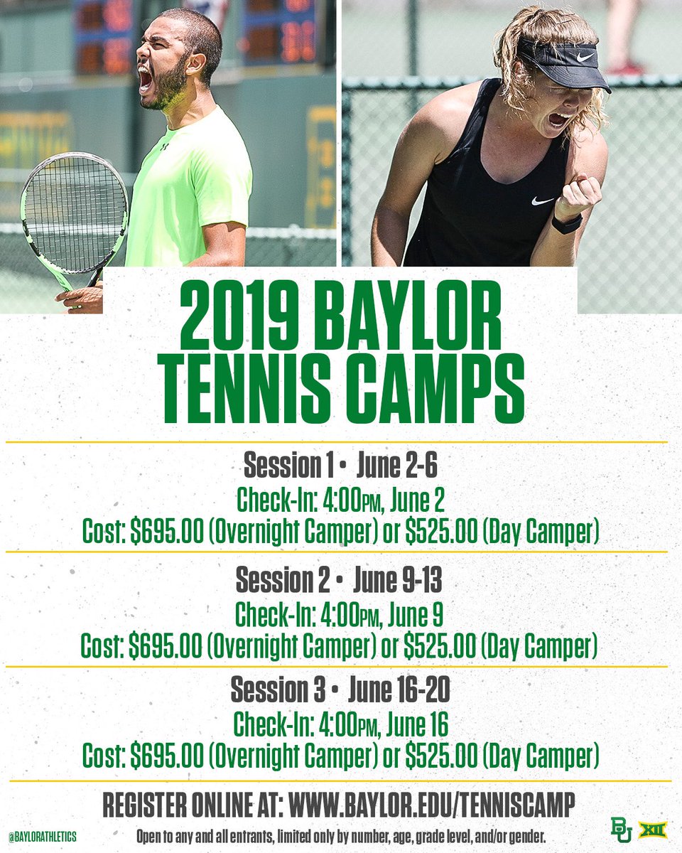 Baylor Tennis Camp begins today. Excited to welcome our future tennis stars and Baylor Bears! 🎾🌟🐻