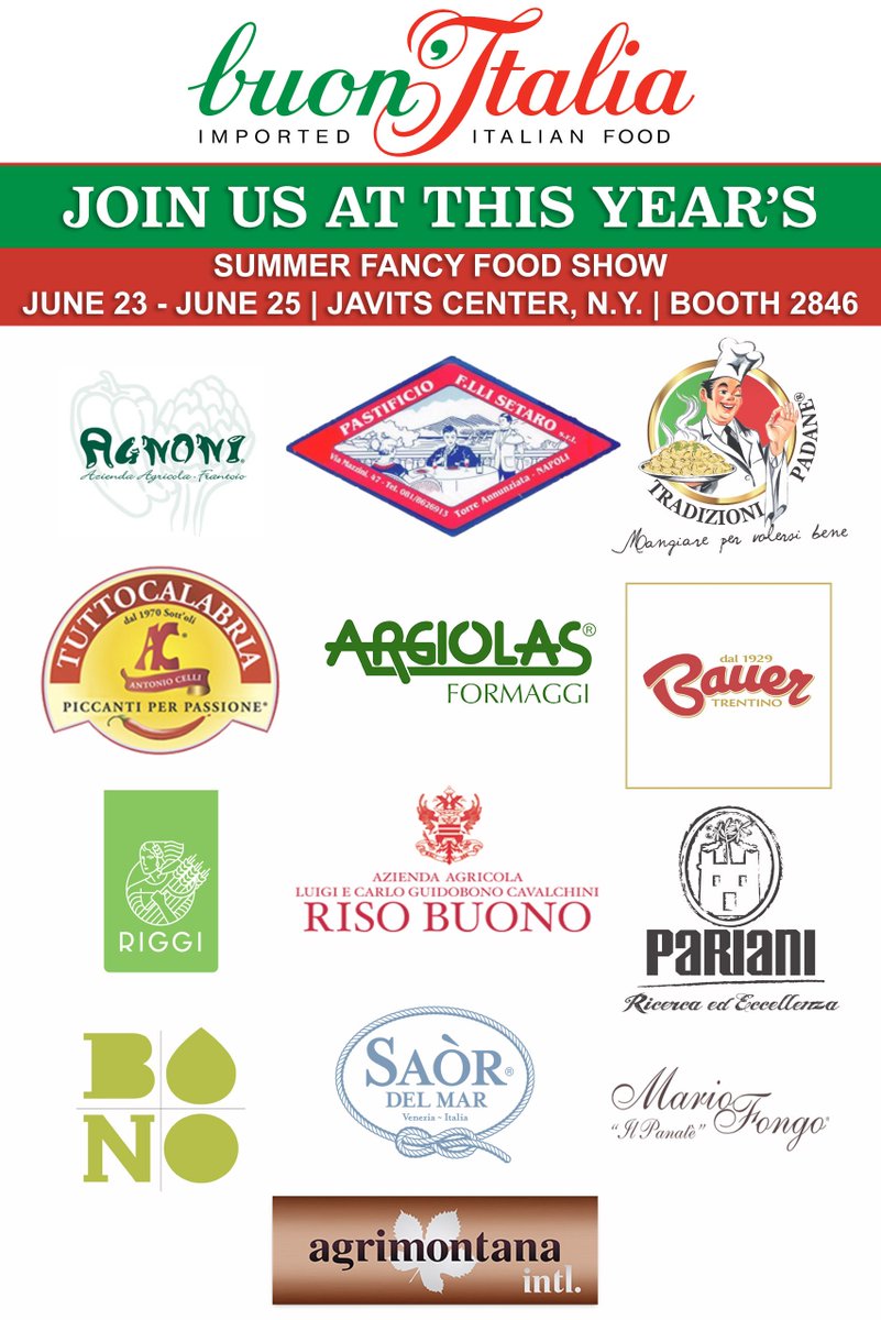 BuonItalia_'s tweet image. We’re thrilled to announce our participation at the upcoming @Specialty_Food Summer Fancy Food Show at the @javitscenter from June 23-25! Book your tickets today &amp;amp; come say hello at our Booth 2846 on the 3rd level! Let the #SFFS19 countdown begin 🕑