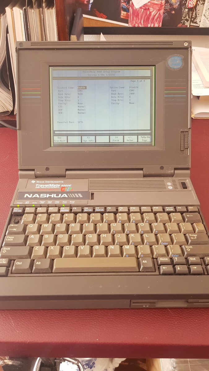 S_P_S's tweet image. The things you find in your cupboard.  Laptop from before time began. #preinternet And it still turns on! No USB ports, no network port....648kb RAM, 21MB hard drive. Wow. Not sure which is more shocking, the laptop or my age...