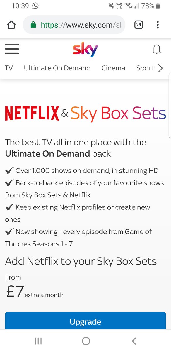 EiDog11's tweet photo. @SkyUK pretty dishonest and misleading with your claims that you can watch all GOT episodes. Upgraded our subscription for this and now you're trying to charge £24 for a season!! #gameofphonies https://t.co/JjlsIiPtEW