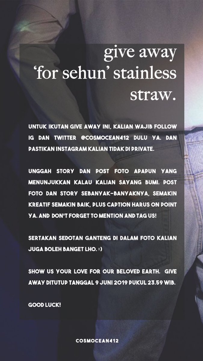 [GIVE AWAY]
‘For Sehun’ Stainless Straw.
Please read the instructions below!

Good luck!
#giveaway #GiveawayAlert #sehungiveaway #sehun #stainlessstraw